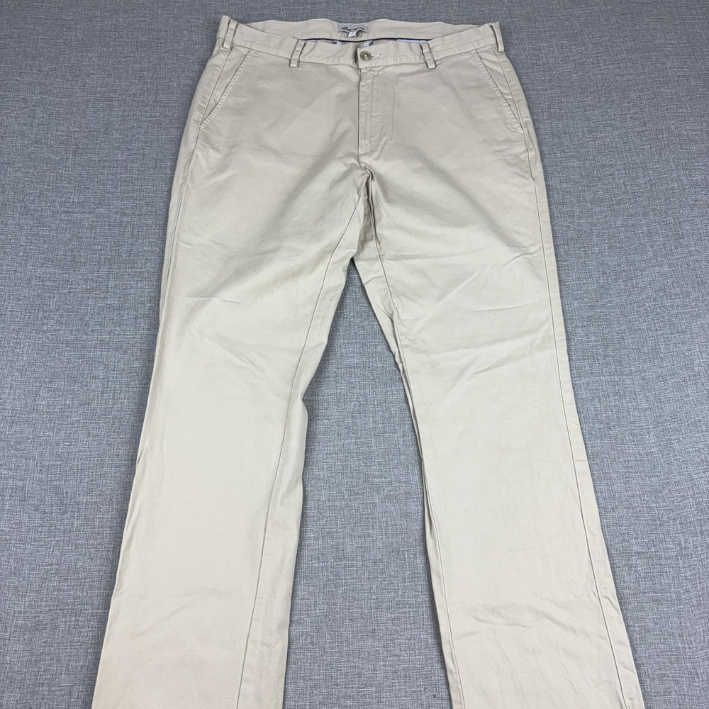 Peter Millar Crown Pilot Twill Chino Pants Men's 35x32 Khaki Pima Cotton Stretch